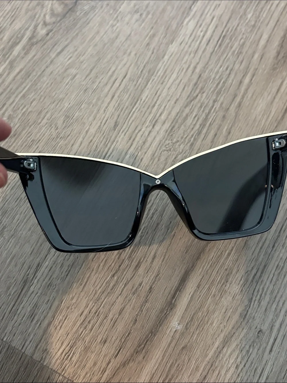 Free People oversized Black Cat Eye Sunglasses with Gold Trim